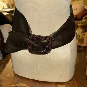 Vintage WCM Brown Italian leather Belt w/ Snake embossed Buckle, THE Limited 😍